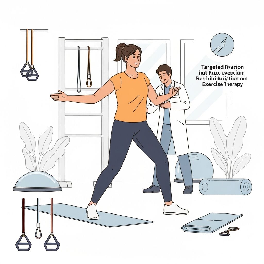 Patient performing targeted rehabilitation exercises with therapist guidance